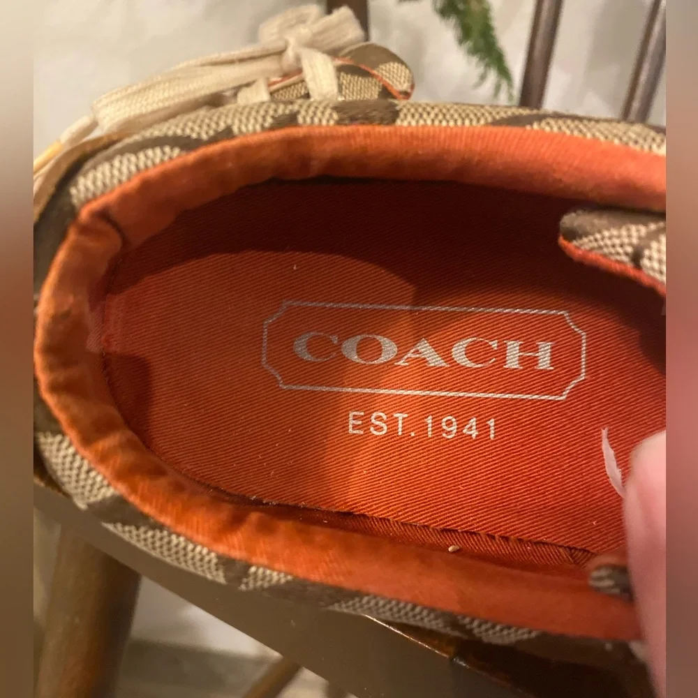 Coach Barrett Pumpkin Spice Leather Trim Sneaker